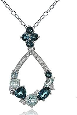 Ice Gems Collar De Plata De Ley Con Topacio Azul Y Blanco