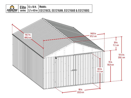 Arrow Shed Elite - Cobertizo De Almacenamiento De Acero Con