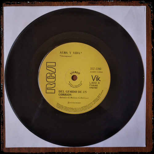 Alma Y Vida - Del Gemido De Un Gorrion 1973 Vinilo Single