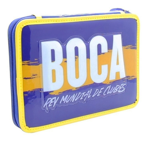 Cartuchera 1 Piso Boca Juniors Pvc Con Utiles Lic Original