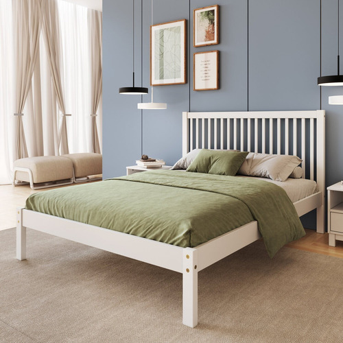 Cama De Casal Lucy De Madeira Maciça Com Lastro Wt