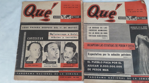 Lote X 2 Revistas ** Que ** Año 1958 Año Iv Antiguas