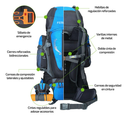 Imagen 5 de 6 de Mochila Para Trekking Camping Mochilero 80l Viaje Aventura