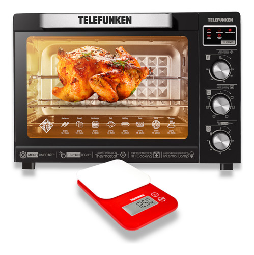 Forno Elétrico 80l Convecção + Balança Digital Telefunken