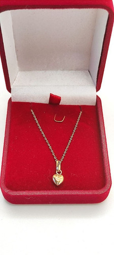 Imagen 3 de 3 de Cadena Italiana Fina Mas Colgante Corazon Oro 18 Kilates