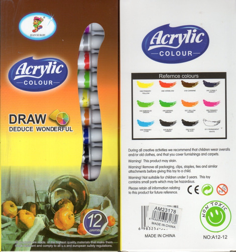 12 Pomos Pintura Acril. Excelente Calidad. Caja X 12