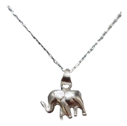 Cadena Collar Elefante Pequeño Mujer Plata Ley 925 + Caja Re