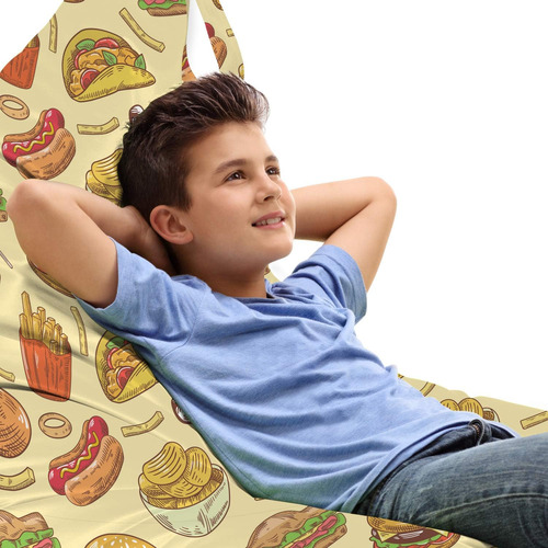 Soda Lounger Chair Bag, Fast-food French Fries Hamburgers On