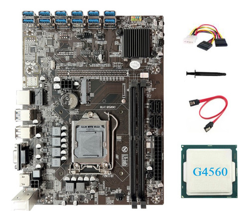 Placa Base Minera B250c Btc+cpu G4560+cable+cable De 4 Pines