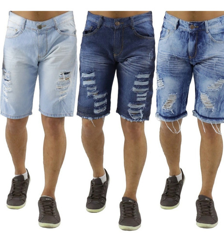 Imagem 2 de 10 de Kit 7 Bermuda Short Jeans Masculino Barata No Atacado
