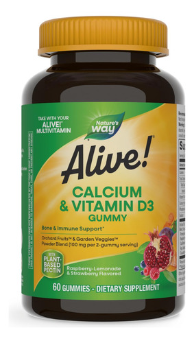 Suplemente Nature's Way Alive! Premium Calcium + D3 60 Gummi