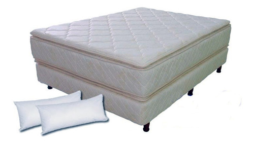 Somier Colchon 140 Resortes Pillow Sommier 2 Plazas Y Media