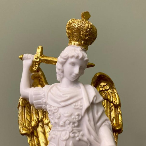 São Miguel Monte Gargano 12cm Pó De Mármore Área Externa