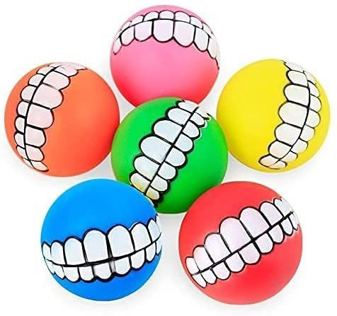 Juego De 6 Bolas De Dientes Para Perro. Color Rojo, Rosa, Ve