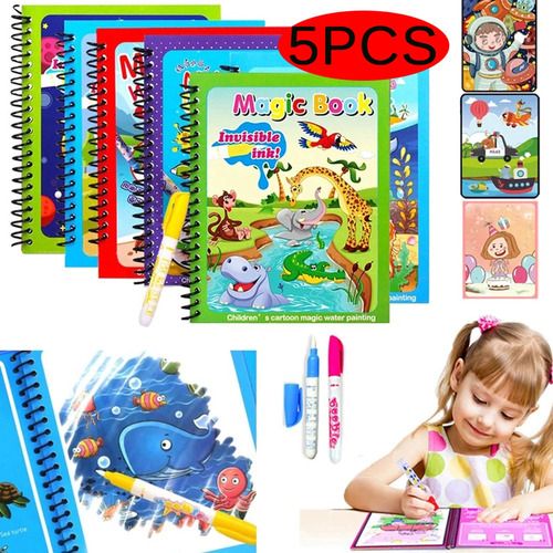 Libro Para Colorear De Dibujo De Agua Mágica Con Niños, 5 Pi