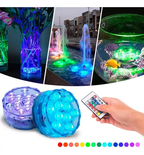 Luces de ducha a pilas impermeables, sumergibles, luz LED para piscina, luz  RGB regulable bajo el agua con control remoto y temporizador, luces