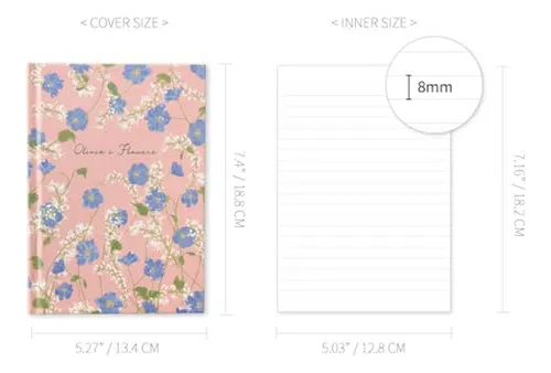 Cuaderno De Tapa Dura Con Líneas, Flores De Olivia, Rosa - 1