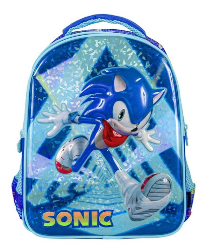 Mochila Escolar Sonic 3d Para Kinder Diseño Run Away Color Azul
