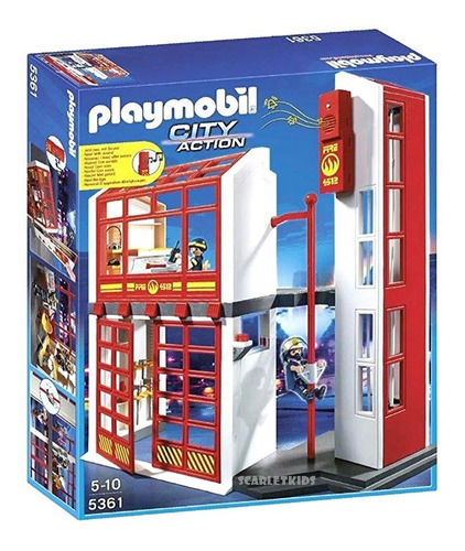 Playmobil Cuartel De Bomberos Con Alarma + 2 Figuras 5361