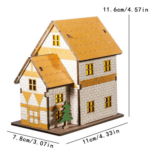 Nuevo Casa Miniatura Iluminada, Modelo 11cm X 7,8cm X 11,6cm