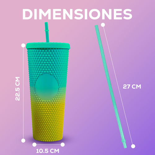 Termo Vaso Con Diseño Degradado 750ml Material Texturizado Verde Claro