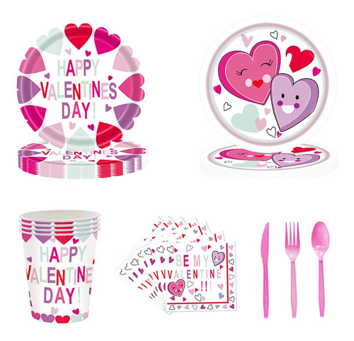 Día De Valentín Corazón Amor Vajilla Desechable Platos