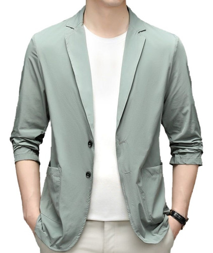 Blazer Trajes Saco Seda De Hielo Casual Delgado Para Hombre