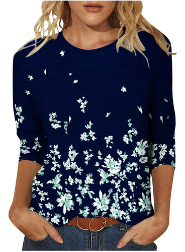 Camiseta Estampada L Para Mujer, Blusa Con Mangas 3/4 Y Cuel