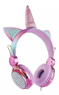 Fone De Ouvido Bluetooth Com Fio Pink Unicórnio Kawaii Prese