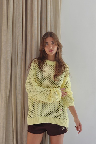 Sweater Calado Amarillo Mesh Icon Unisex Bomba Project