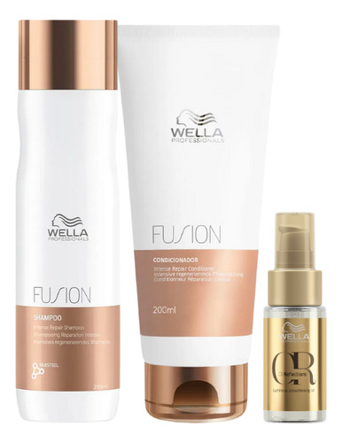 Wella Reconstrução Fusion Sh 250ml + Cond 200ml + Óleo 30ml