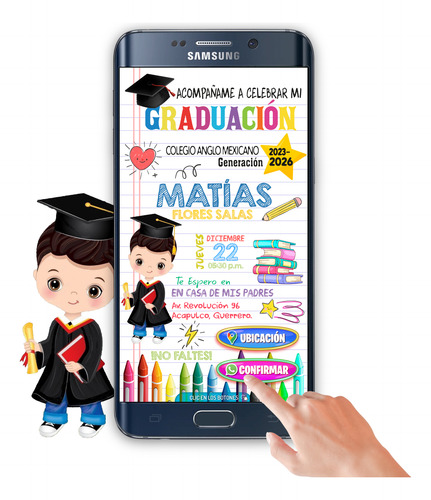Invitación Digital Mi Graduación Botones Interactivos Mapa Mi Graduación De Kinder Para Niño