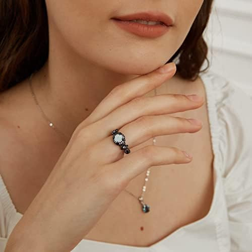 Voluka Anillos De Ópalo De Fuego Blanco Chapados En Oro De