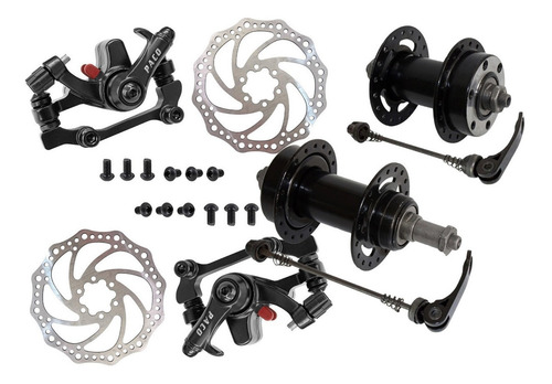Kit Freio A Disco Bike Completo Rosca Gts Mecanico Preto