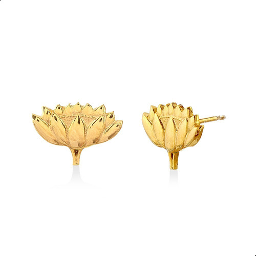 Brinco Flor De Lótus Prata 925 Banhado A Ouro 18k - 22039901