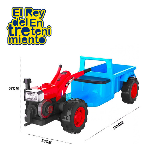 Imagen 3 de 10 de Moto Tractor Con Tráiler Música Usb Y Luces A Batería El Rey