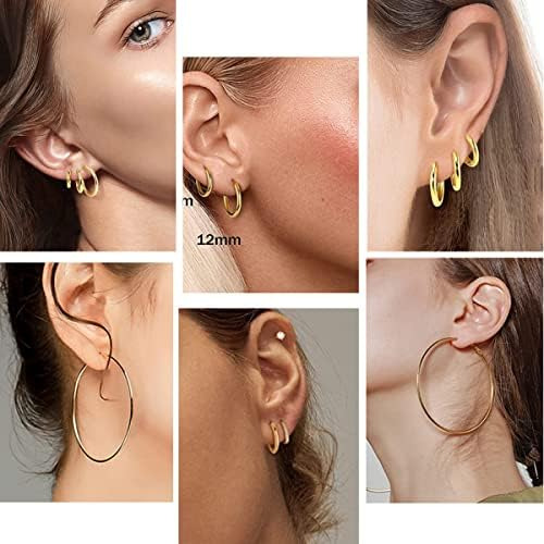 8 Pares De Aretes De Aro Dorados De Acero Inoxidable, Conjun