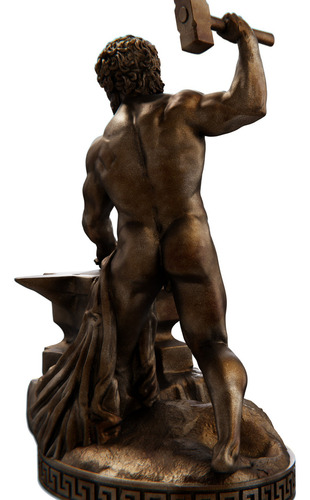 Estátua Hefesto Deus Vulcano Estatueta Resina Cor Cor Cobre Antigo