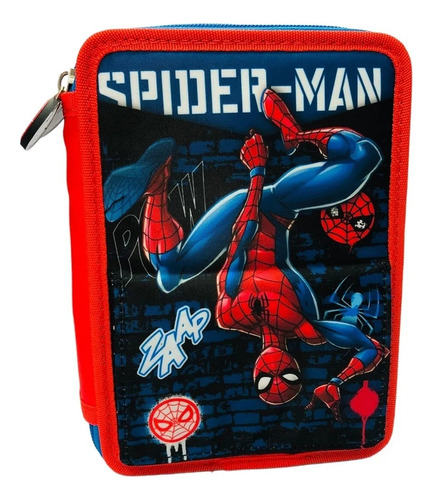 Cartuchera 2 Pisos Hombre Araña Spiderman Tapa Reversible