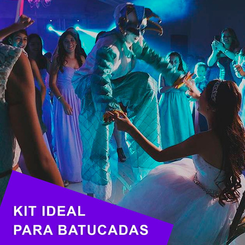 Kit Fiesta Batucada Temática Neón Diversión Para 40 Personas