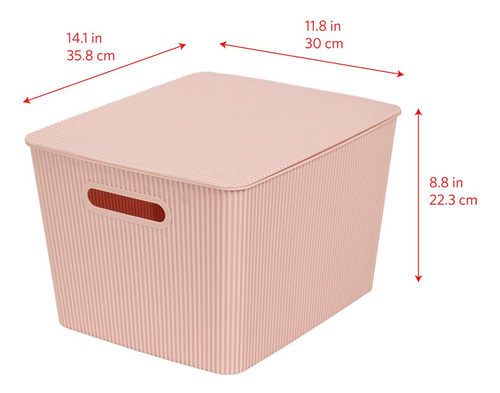 Cestas De Almacenamiento Apilables Rosa Juego De 4, 17.8 L