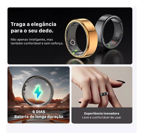Smart Ring Colmi R02 Anel Inteligente Em Aço N°9 / Ip68