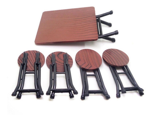 Imagen 3 de 9 de Juego De Mesa De Comedor Y Sillas Plegables En Miniatura Par