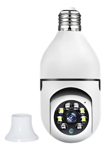 Câmera Ip Segurança Lâmpada Rotativa Panorâmica Wifi Espiã Cor Branco