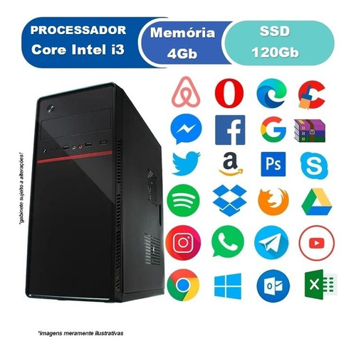 Pc Computador Cpu Intel Core I3 +ssd 120gb, 4gb, Monitor 17