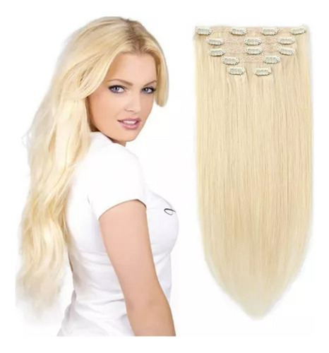 Cabello Humano Rubio Liso 60 Cm - 70 Gramos