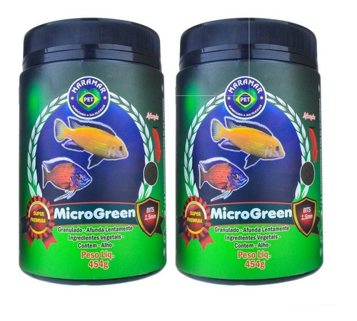 Kit 2un Ração Para Peixes Africanos Microgreen 454g Maramar