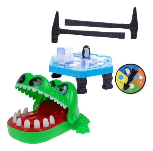 2 Jogos Crocodilo Morde Dedo + Quebra Gelo - 2 Brinquedos