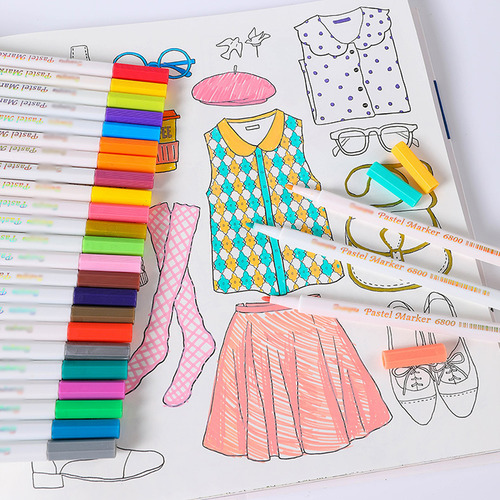 24 Cores - Caneta Ponta Dupla Brush Pen Desenho Colorir