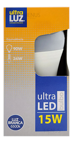 Kit 10 Lâmpadas Led Bulbo 15w 6500k Bivolt Ultra Luz Luz Branco-frio 127/220v